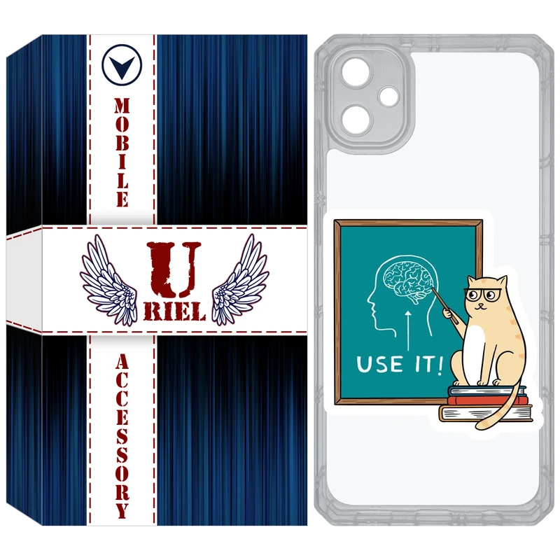کاور یوریل مدل Clear کد 95 طرح گربه عاقل مناسب برای گوشی موبایل سامسونگ Galaxy A05