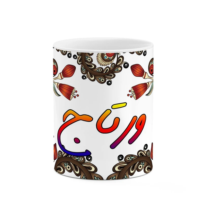 ماگ کاکتی مدل اسم ورتاج طرح سنتی گل و بته کد mgh48389