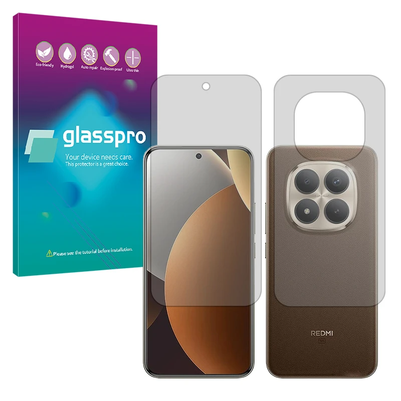 محافظ صفحه نمایش مات گلس پرو مدل بدون حاشیه مناسب برای گوشی موبایل شیائومی Redmi Note 15 Pro Plus به همراه محافظ پشت گوشی