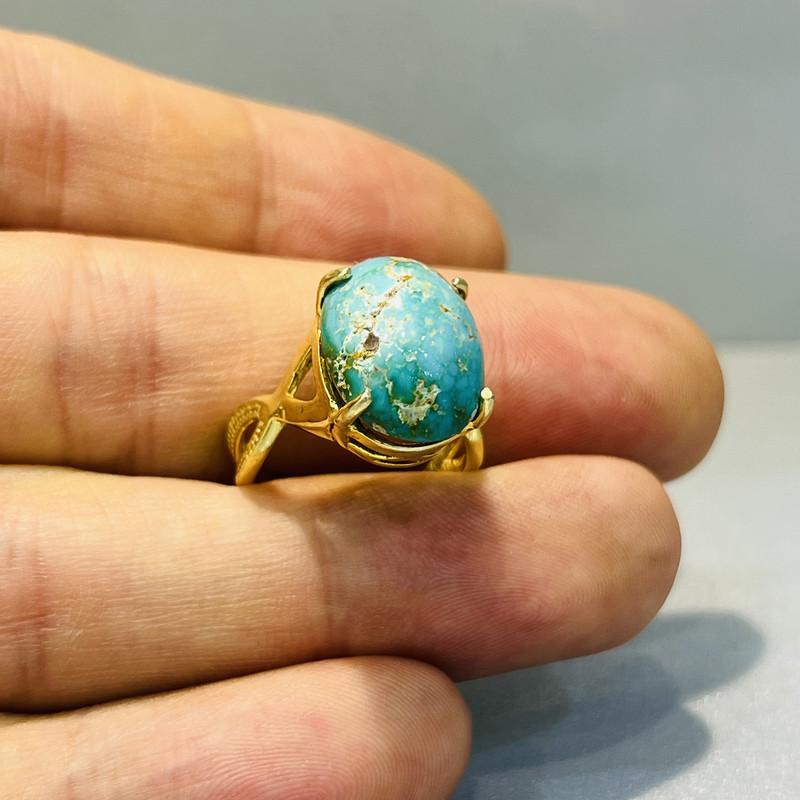 انگشتر نقره زنانه مدل چهار چنگ بی نهایت با فیروزه نیشابوری 9-42