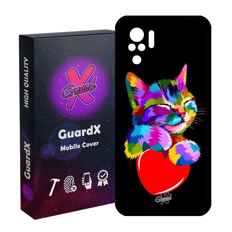 کاور گارد ایکس طرح گربه مدل Glass10269 مناسب برای گوشی موبایل شیائومی Redmi Note 10 4G / Note 10S