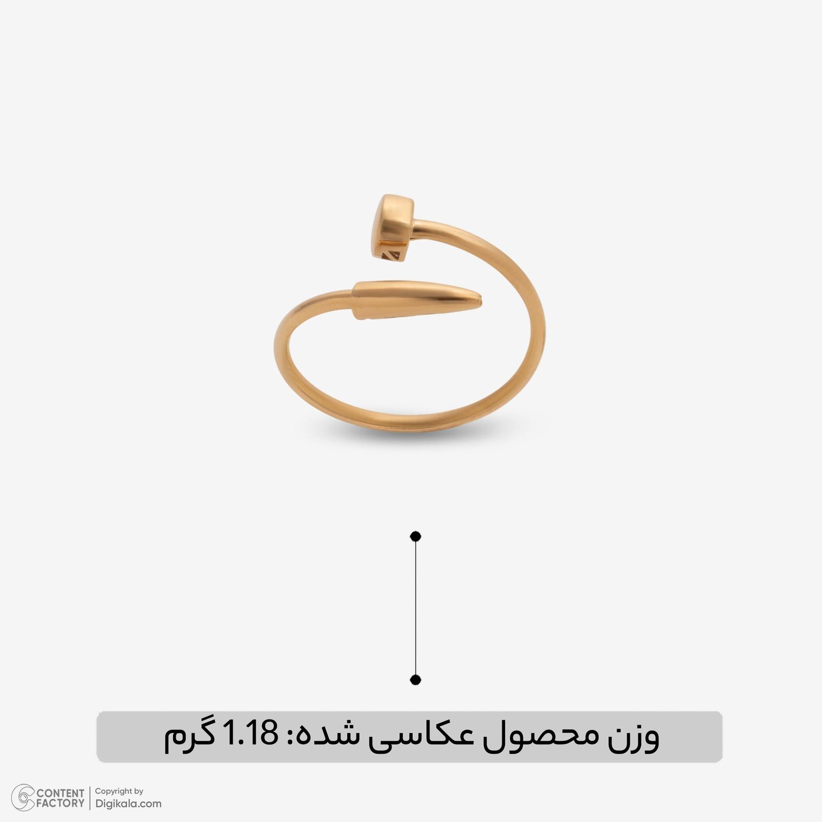 انگشتر طلا 18 عیار زنانه با طرح کارتیه میخ حافا گلد مدل r021 سایز 56 -  - 8