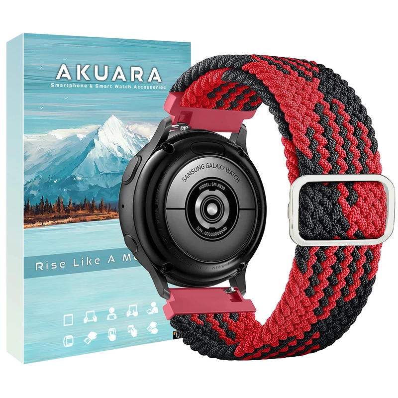 بند آکوآرا مدل RdBlk-Woven AK مناسب برای ساعت هوشمند سامسونگ Galaxy Watch 3 45mm