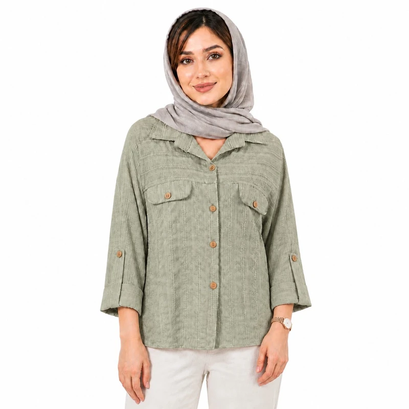 شومیز زنانه آستین کیمونو کوک دوزی الیاف طبیعی مدل پردیس