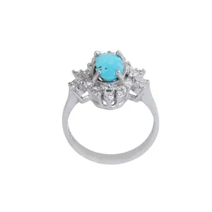 انگشتر نقره زنانه بازرگانی میلادی مدل سنگ فیروزه کد AWR_1015