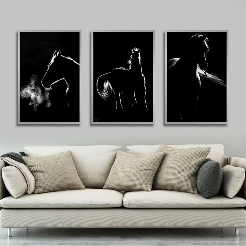 تابلو بکلیت طرح مدرن سایه اسب مدل شاین اکلیلی SI-1787 مجموعه 3 عددی