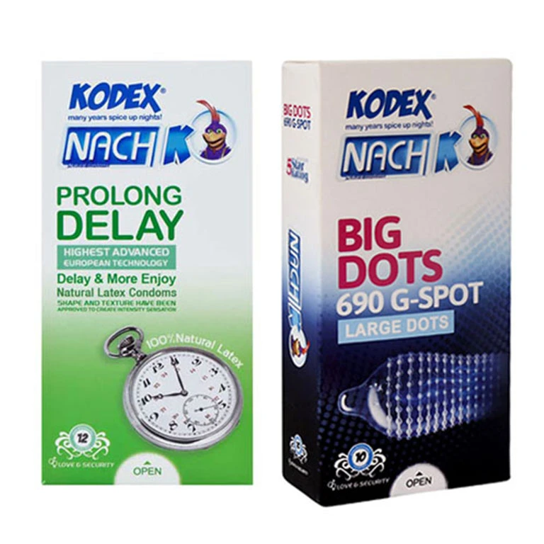 کاندوم ناچ کدکس مدل PROLONG DELAY بسته 12 عددی به همراه کاندوم ناچ کدکس مدل 690 BIG DOTS بسته 10 عددی