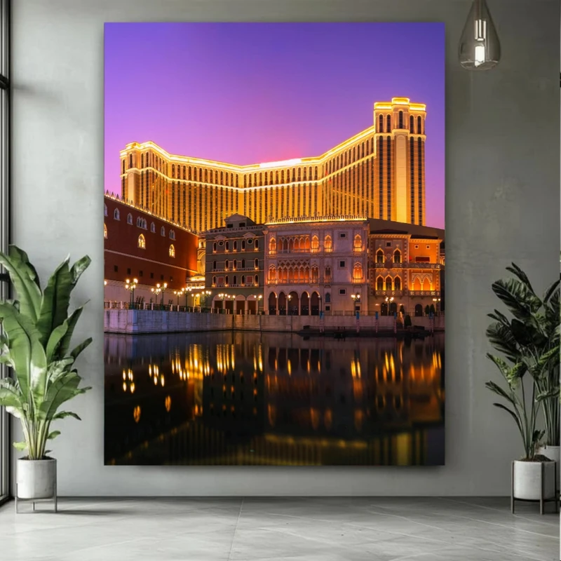 پوستر پارچه ای طرح مخمل  معماری شهری مدل منظره شب مدرن کد BK27216