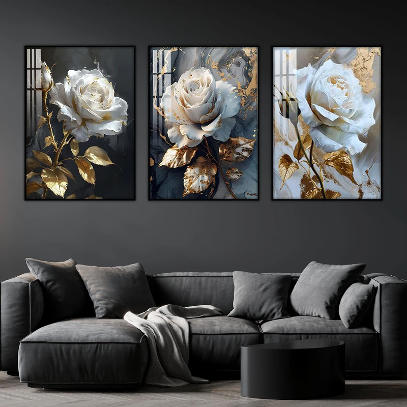 تابلو آتریسا طرح گل مدرن مدل AT00712 مجموعه 3 عددی 