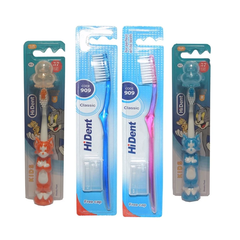 مسواک های دنت مدل 01 با برس متوسط مجموعه 2 عددی به همراه مسواک کودک های دنت مدل 01 بسته 2 عددی