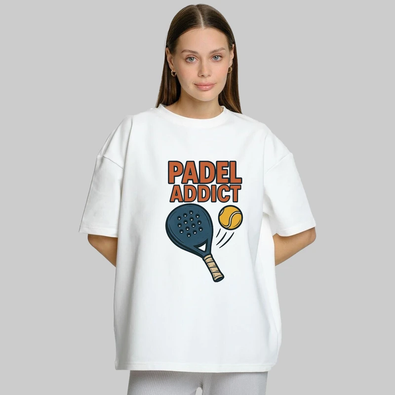 تیشرت آستین کوتاه زنانه مدل پنبه دورو طرح  PADEL ADDICT