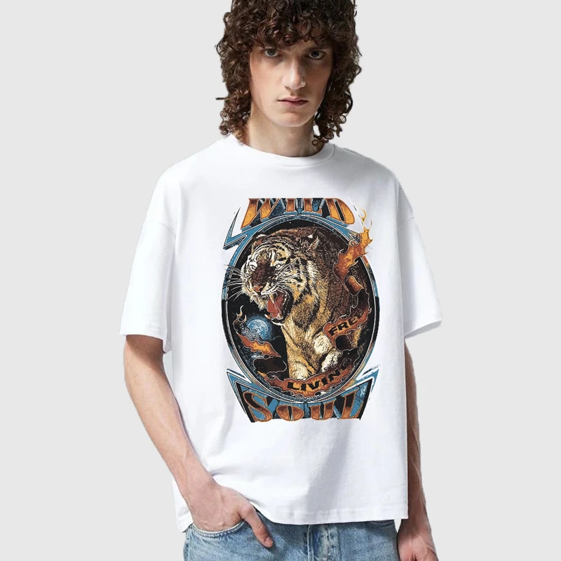 تی شرت آستین کوتاه مردانه مدل وینتیج ببر کلاسیک z430