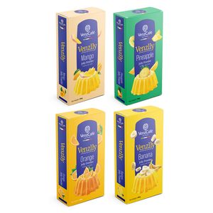 پودر ژله آناناس، انبه، پرتقال، موز ونزکافه - 100 گرم بسته 4 عددی