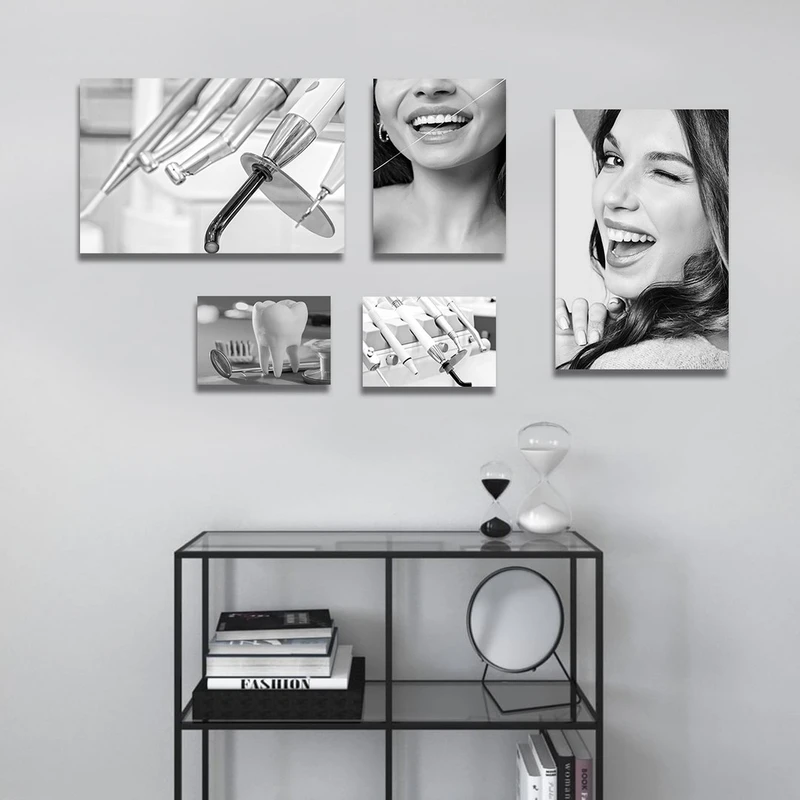 تابلو شاسی بکلیت طرح لبخند و مطب دندانپزشکی مدل SH-1324 مجموعه 5 عددی