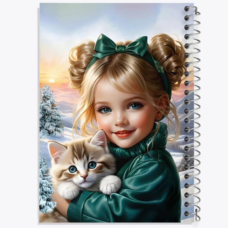 دفتر نقاشی 50 برگ خندالو طرح دختر و گربه کیوت کد F6764