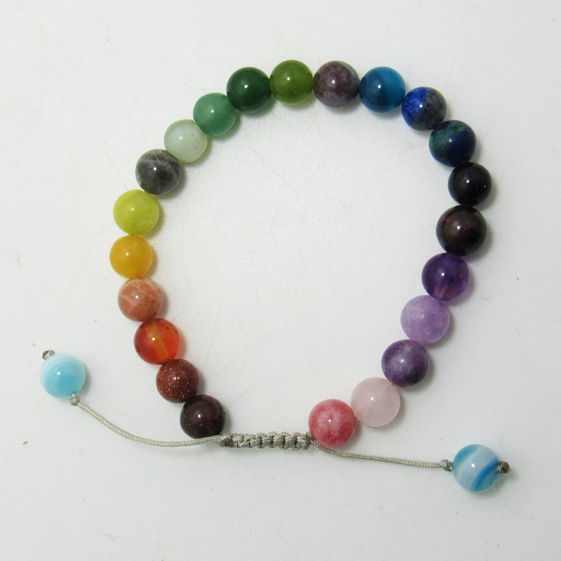 دستبند مدل یک ردیفه هفت چاکرا سنگ آتنا