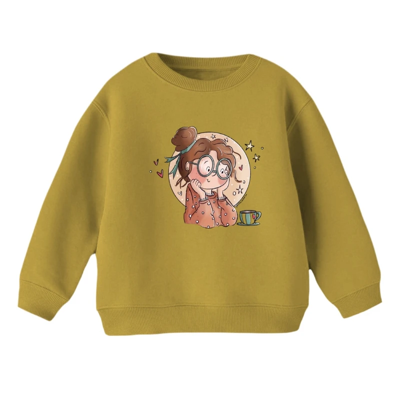 سویشرت بچگانه مدل دخترک و قهوه 