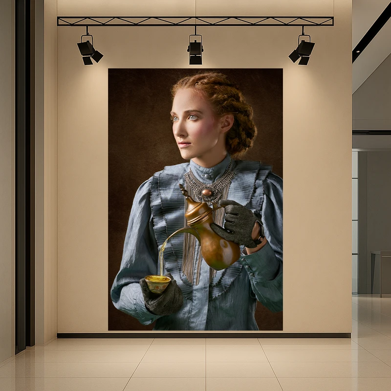 تابلو بوم طرح مخمل نقاشی پرتره مدل چای ترکی کد AR3059226