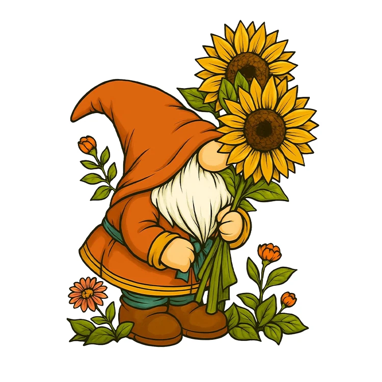 استیکر پارچه و لباس پاد آفرین مدل پاییز طرح عروسکی کدو تنبل آفتابگردان کد S3108