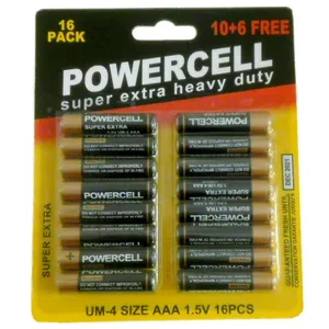 باتری نیم قلمی پاورسل مدل Super Extra Heavy Duty بسته 16 عددی
