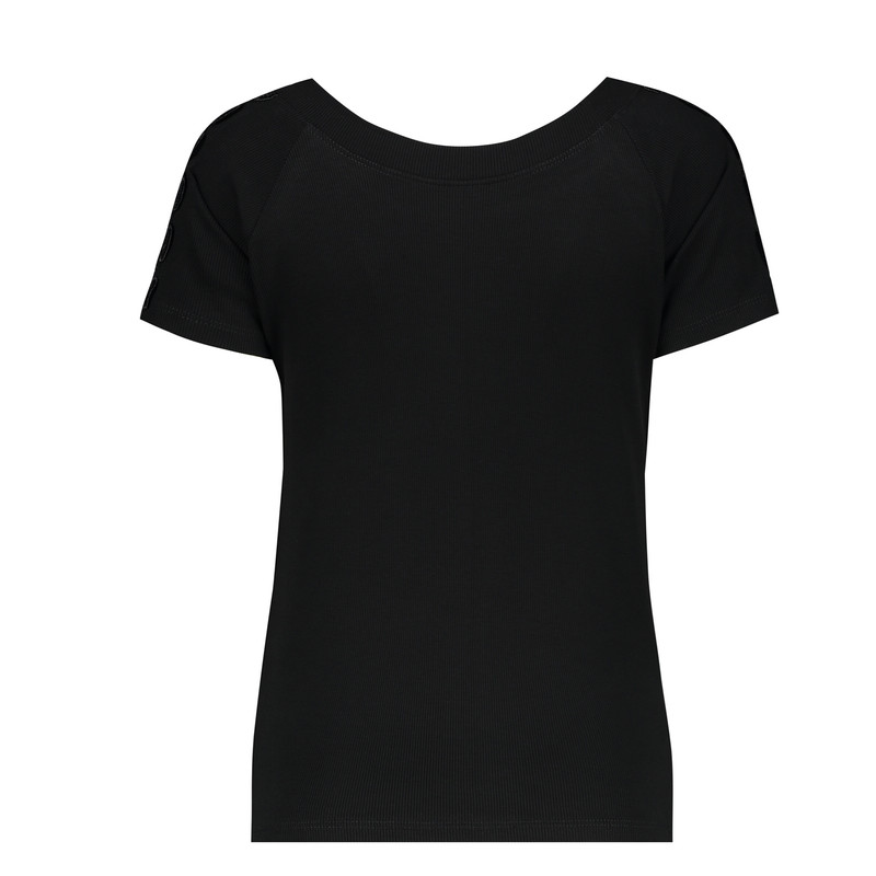 بلوز آستین کوتاه زنانه مدل سر شانه گیپور دار کد 110305