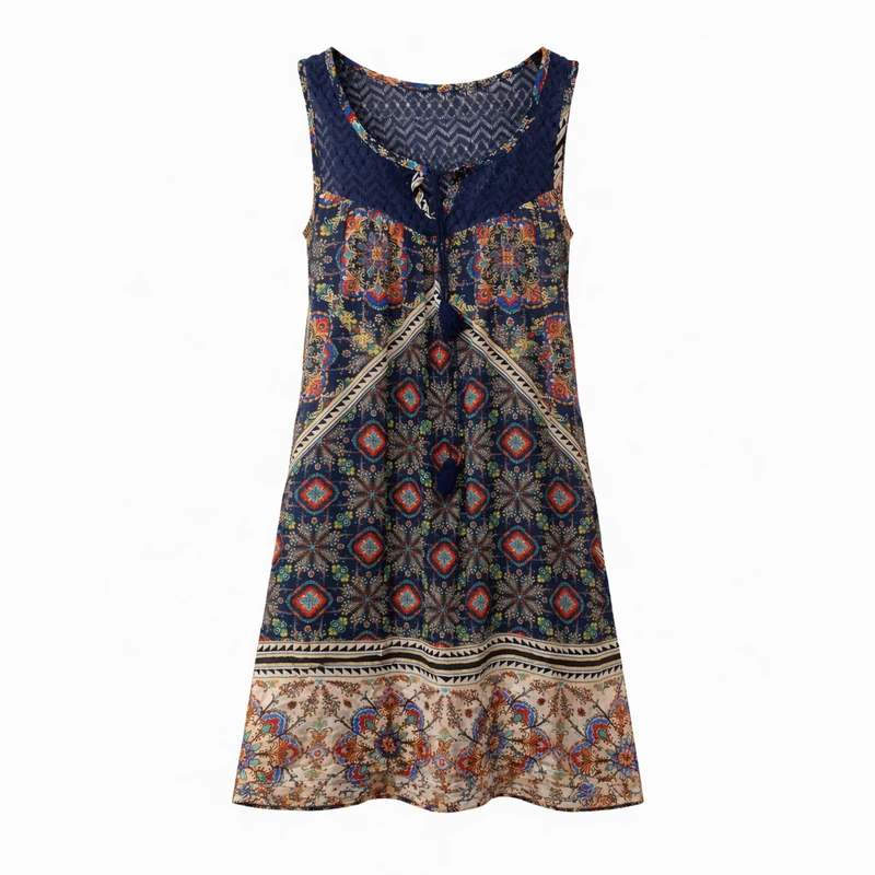پیراهن ساحلی یقه بندی زنانه مدل Boho