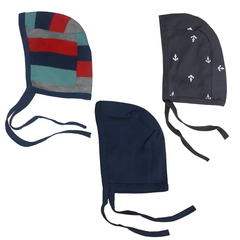 کلاه نوزادی مدل بند دار بسته 3 عددی