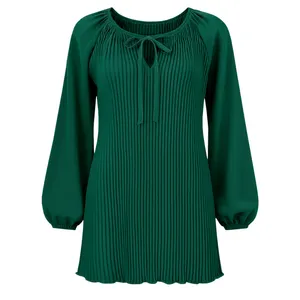 بلوز آستین بلند یقه گرد زنانه مدل پلیسه ریز مجلسی