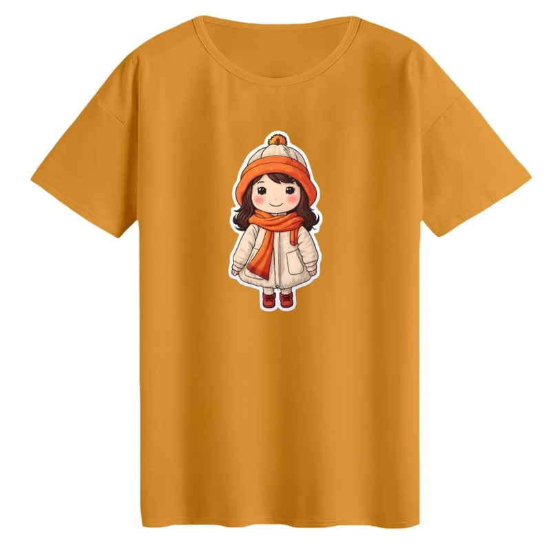 تی‌شرت لانگ آستین کوتاه زنانه مدل دختر پاییزی