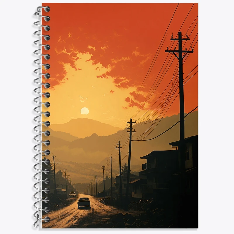 دفتر زبان 50 برگ خندالو مدل دو خط طرح غروب کد F490