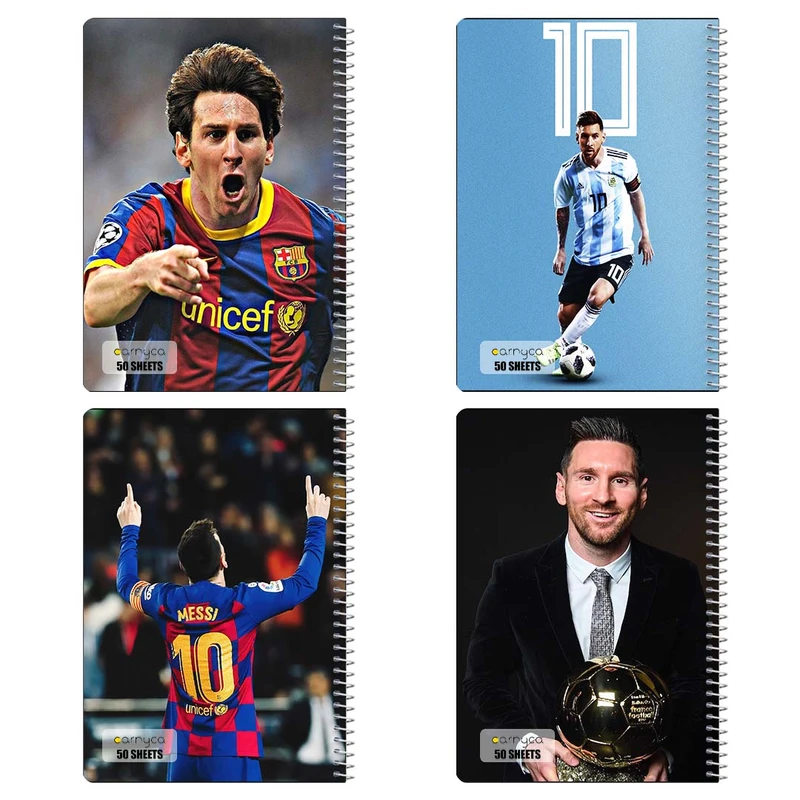 دفتر نقاشي 50 برگ کارنيکا طرح مسی Messi کد 99663 مجموعه 4 عددی