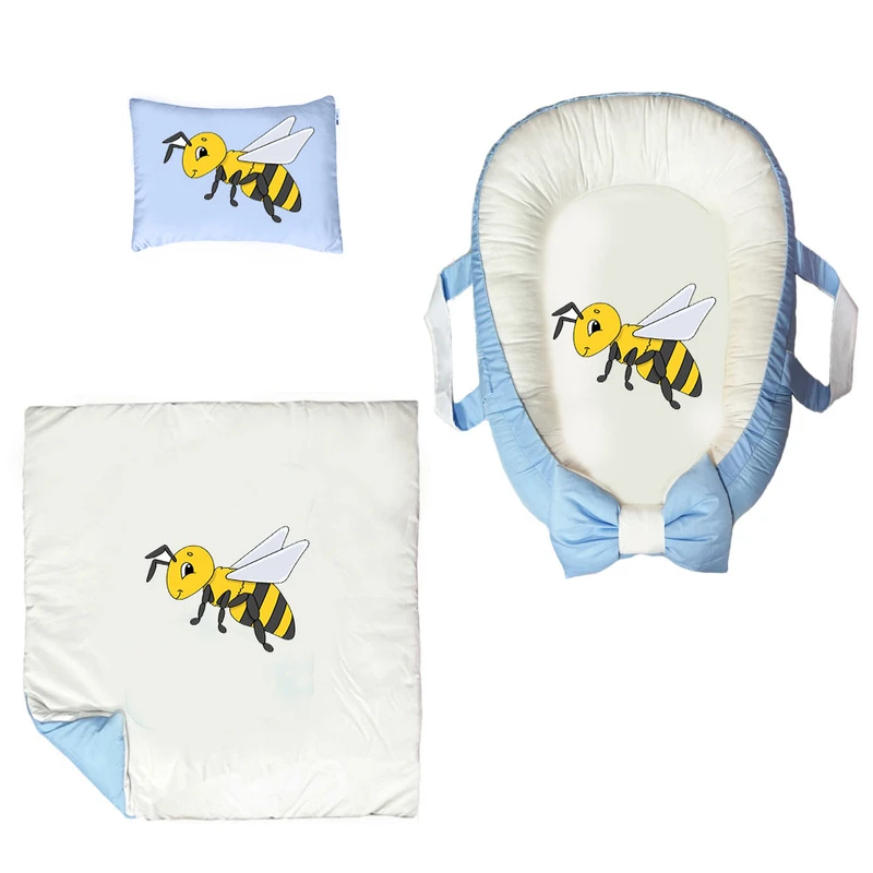 سرویس خواب سه تکه نوزاد ناریکو مدل گارد محافظ دار طرح زنبور کارتونی کد 0378