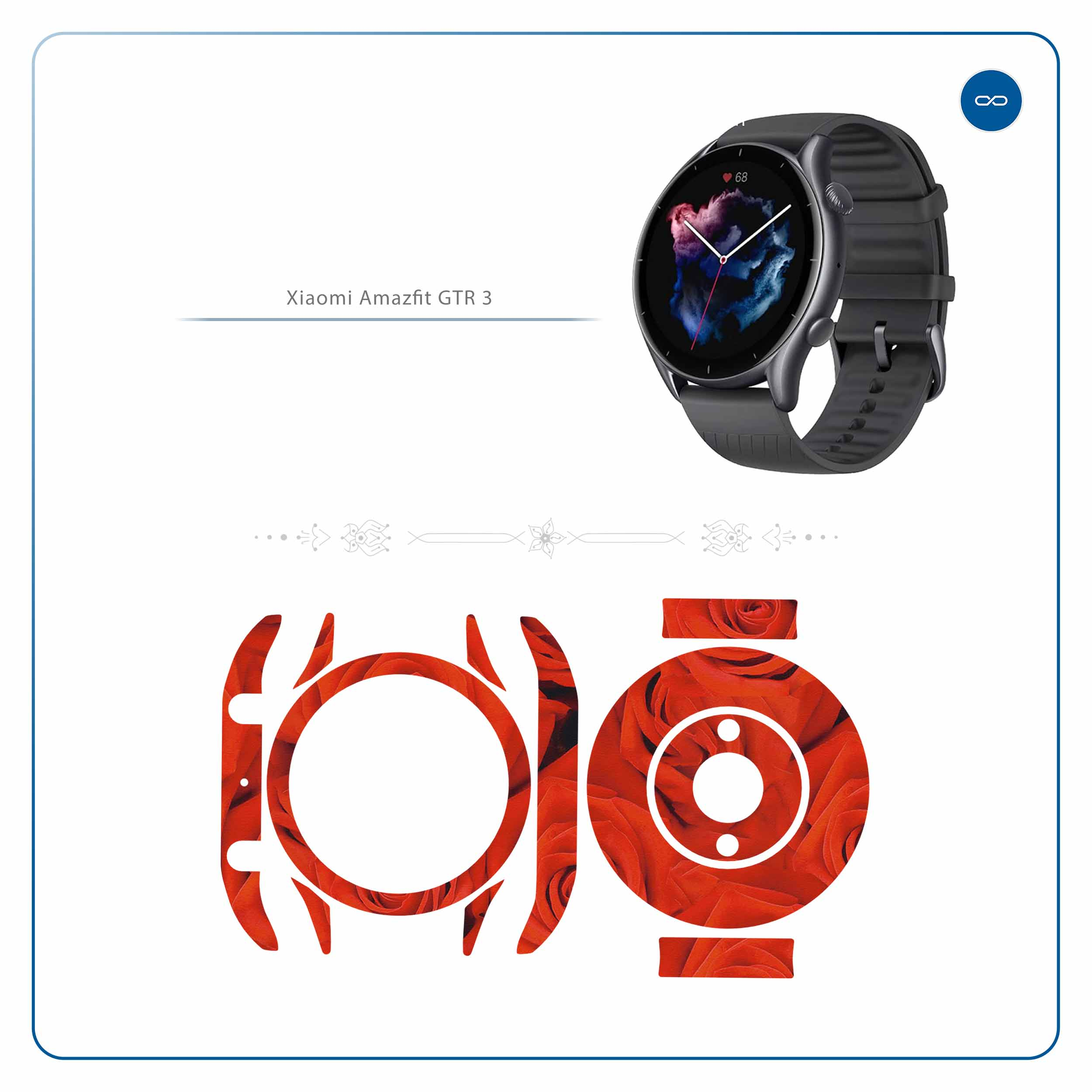 برچسب ماهوت طرح Red-Flower مناسب برای ساعت هوشمند آمازفیت GTR 3