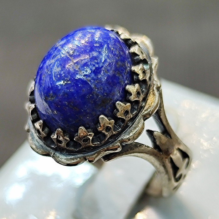 انگشتر نقره مردانه مدل سنگ لاجورد کد P980