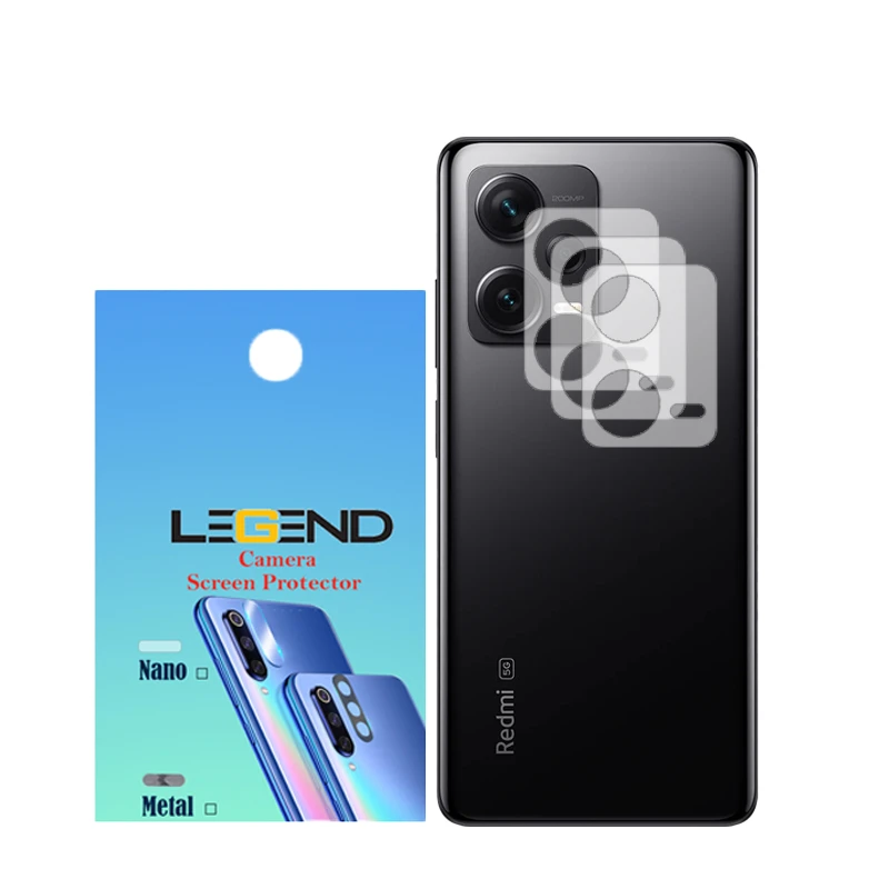 محافظ لنز دوربین لجند مدل نانوگلس مناسب برای گوشی موبایل شیائومی Redmi Note 12 Pro 5G بسته 3 عددی