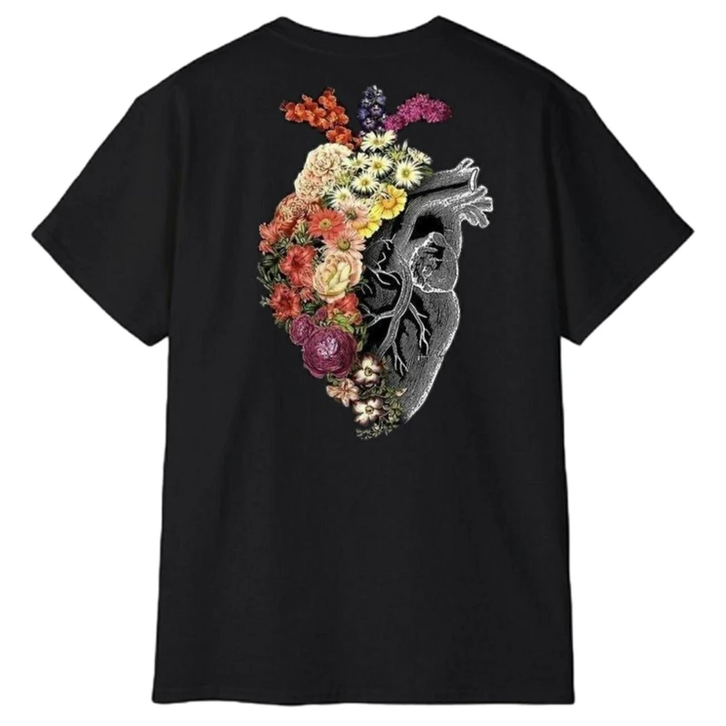 تی شرت آستین کوتاه مردانه پاد آفرین مدل قلب عشق گل  دورو  کد 58