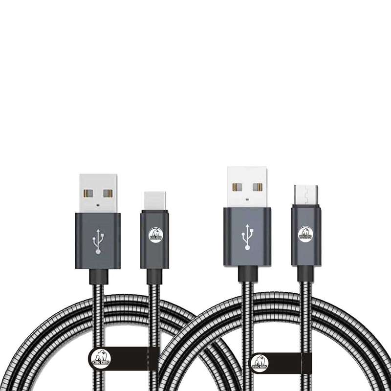 کابل تبدیل USB به MicroUSB کینگ کونگ مدل KING-PIN22 طول 1 متر به همراه کابل تبدیل USB به USB-C