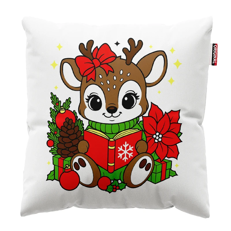 کوسن پاد آفرین مدل کریسمس بابانوئل گوزن آدم برفی کد PK402394 سایز 40*40 سانتی متر