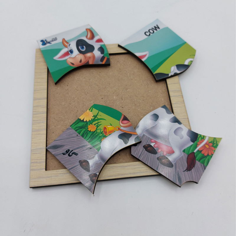 پازل 4 تکه اطلس آبی طرح حیوان گاو مدل P4-028