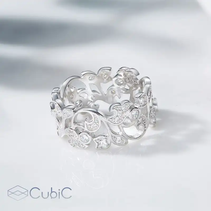 انگشتر نقره زنانه کوبیک مدل QR-3003