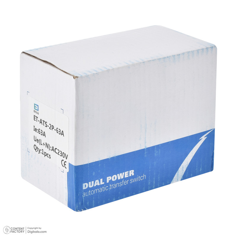 سوییچ انتقال خودکار اتکو مدل دوگانه قدرت 63 آمپرکد ET-ATS-2P-63A