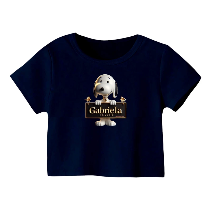 کراپ‌ تی‌شرت آستین کوتاه زنانه مدل اسنوپی کد ۵۵