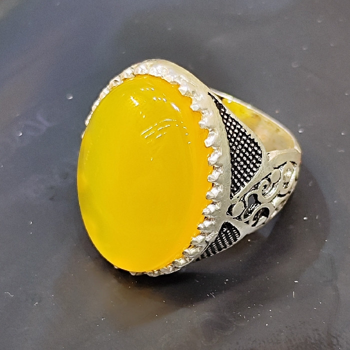 انگشتر نقره مردانه مدل سنگ عقیق شرف الشمس کد ۹۰۰