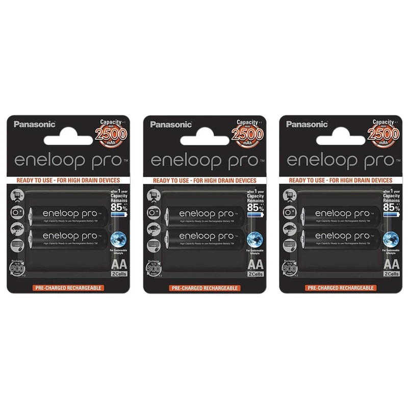 باتری قلمی قابل شارژ پاناسونیک مدل eneloop pro 2500mAh بسته 6 عددی