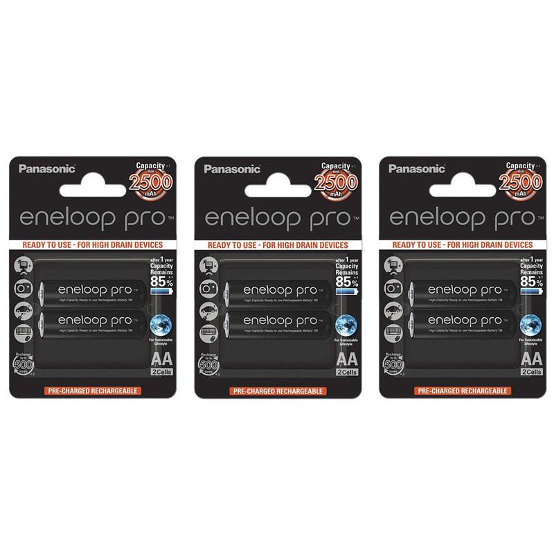 باتری قلمی قابل شارژ پاناسونیک مدل eneloop pro 2500mAh بسته 6 عددی