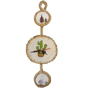 ساعت دیواری مدل چوبی طرح کاکتوس کد 3401