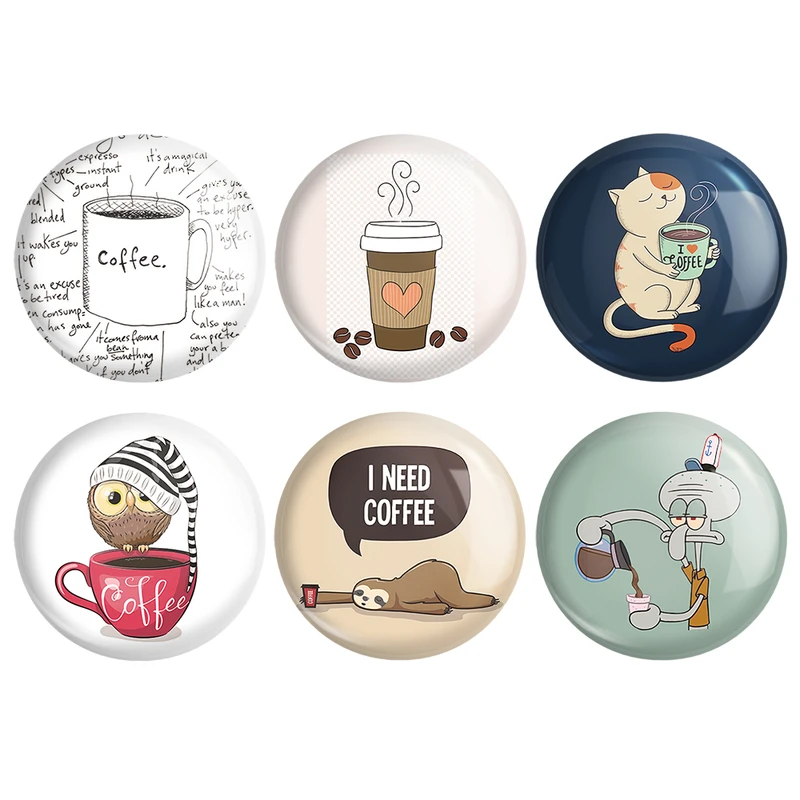 مگنت خندالو طرح قهوه Coffee کد 1335A مجموعه 6 عددی