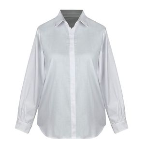 شومیز آستین بلند زنانه مدل بیسیک نخ پنبه کد AK1200 رنگ سفید