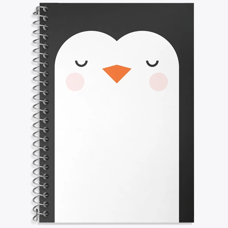 دفتر زبان 50 برگ خندالو مدل دو خط طرح پنگوئن کیوت کد N1011