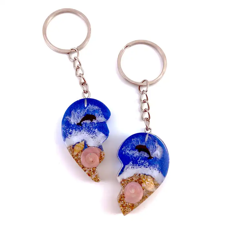 جاکلیدی رزینی طرح قلب دریایی بسته 2 عددی